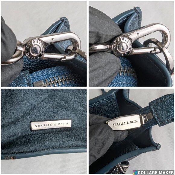 CHARLES & KEITH Teal Chain Handle Tote Bag Shoulder Bag - Picture 12 of 15